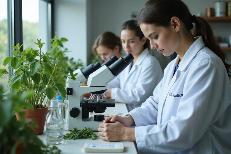 Scientists working in a natural health lab